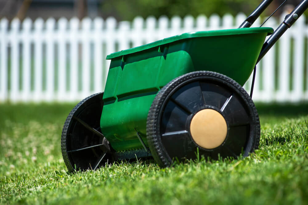 closeup of lawn spreader