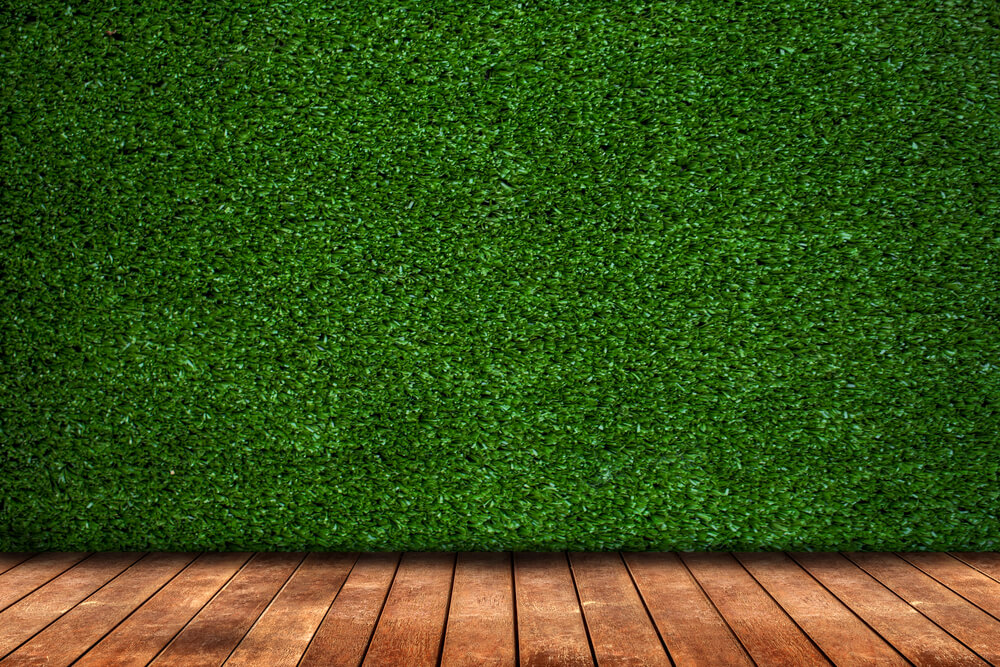 artificial grass wall with wood floor